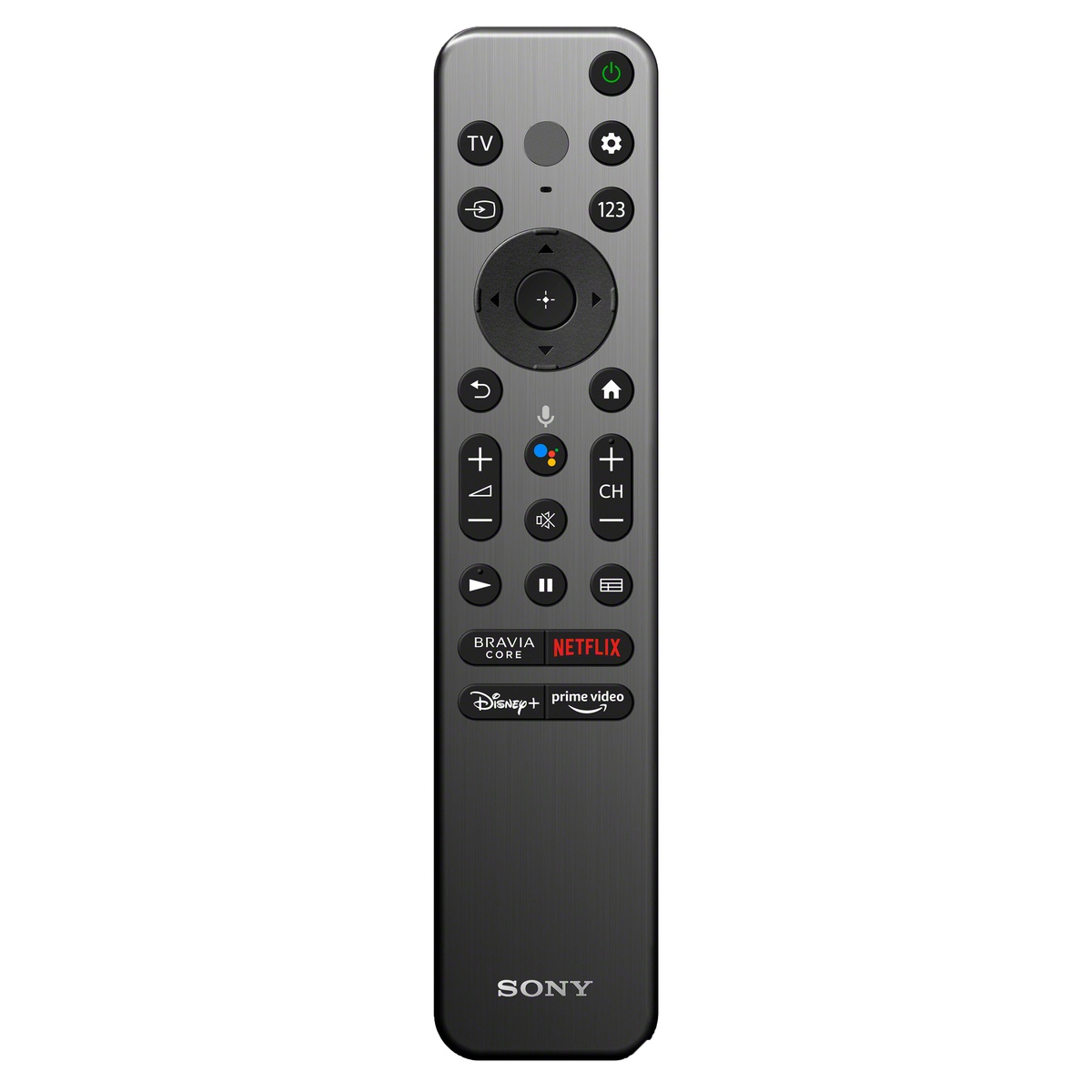 Sony voice remote with dedicated streaming buttons and Google Assistant