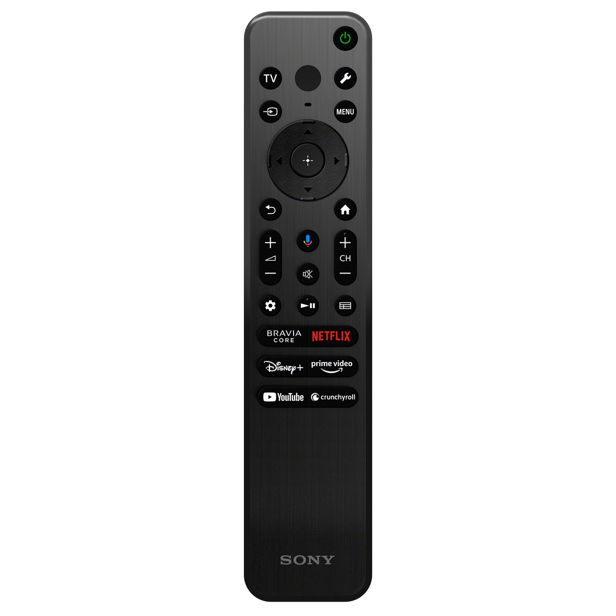 Sony voice remote with app shortcuts for Netflix, Prime Video, Disney+, YouTube, and more