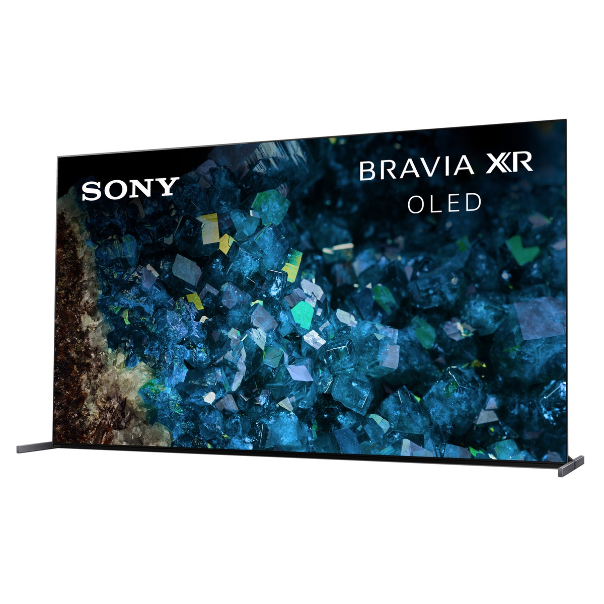 Sony XR83A80L OLED TV angled view with ultra-thin bezel and vibrant 4K image