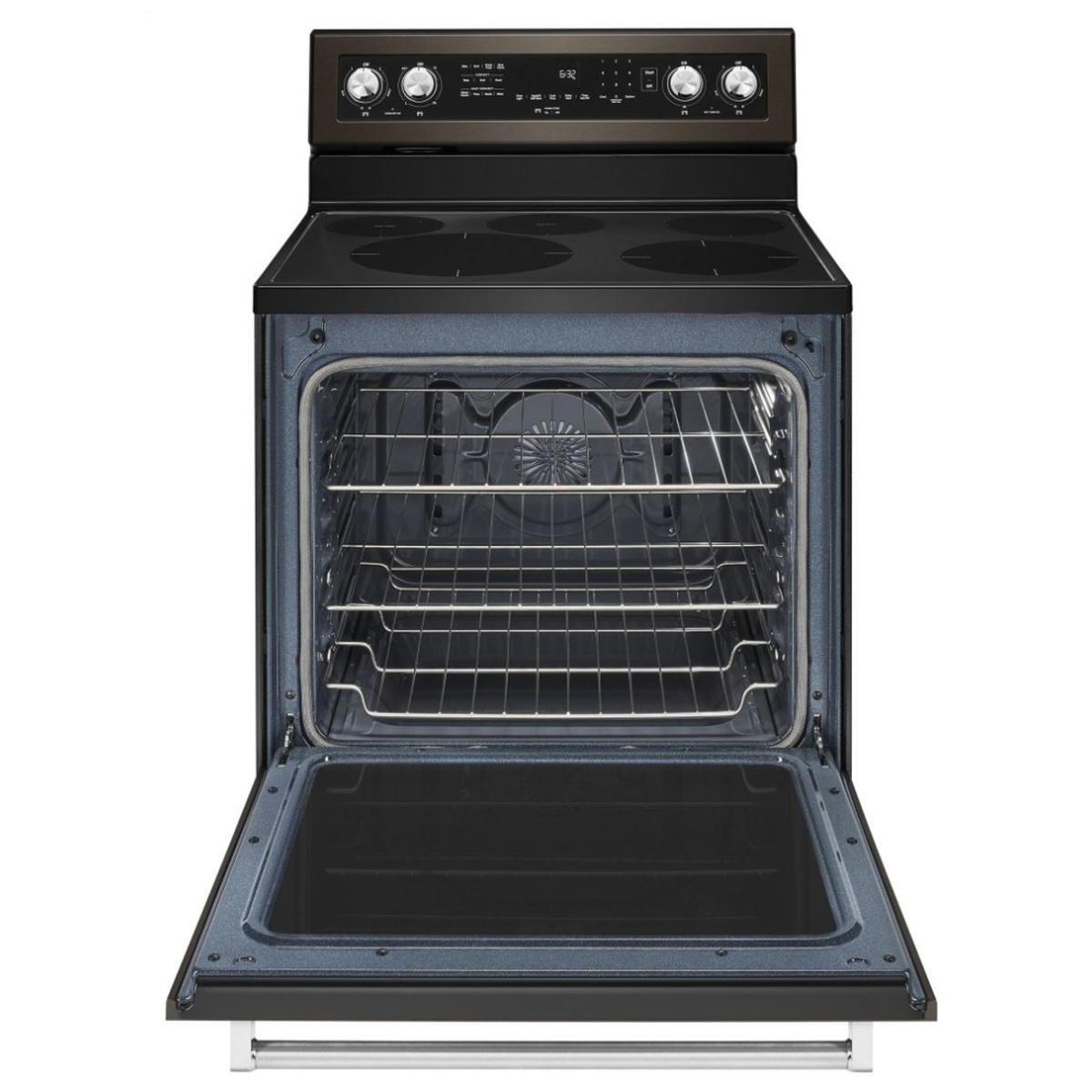 Open oven interior highlighting racks and easy-clean surfaces