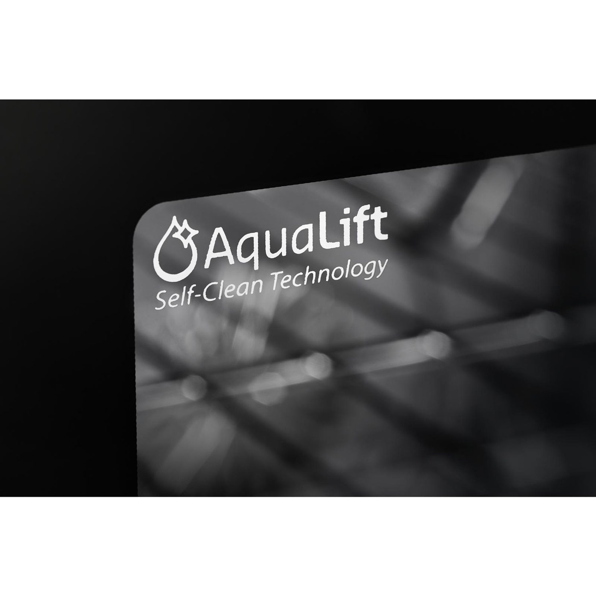 AquaLift self-clean technology mark on oven glass