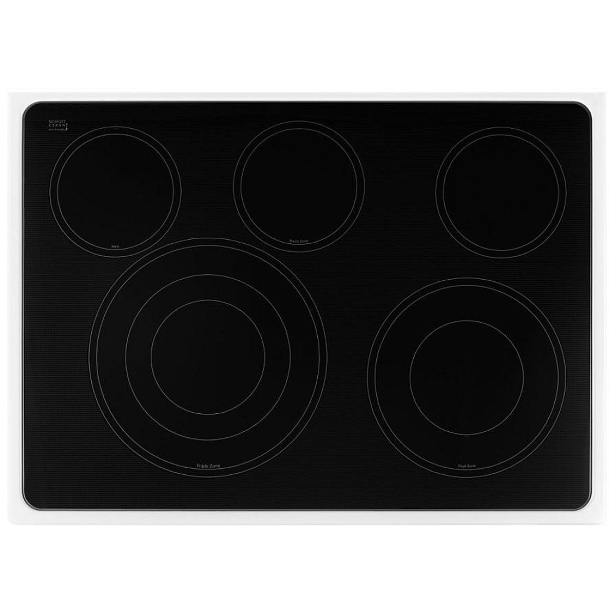 Five-element smooth ceramic glass cooktop with triple and dual radiant rings