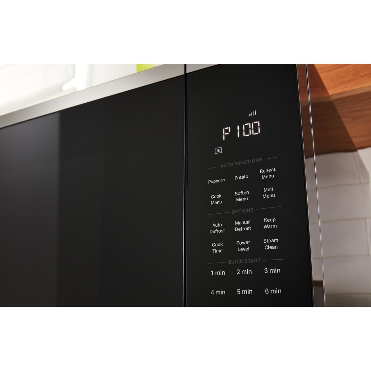 Control panel showing sensor cooking options and quick-start times