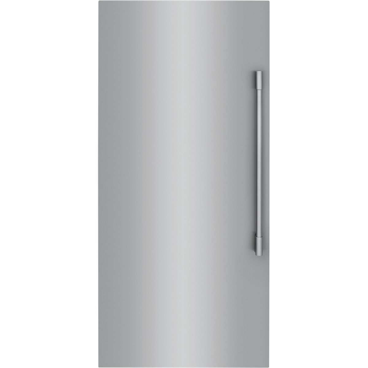 Front view of a stainless-look Frigidaire single-door column with a long vertical handle