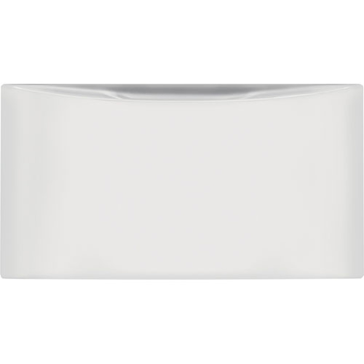Front view of a white Electrolux pedestal drawer with the drawer closed