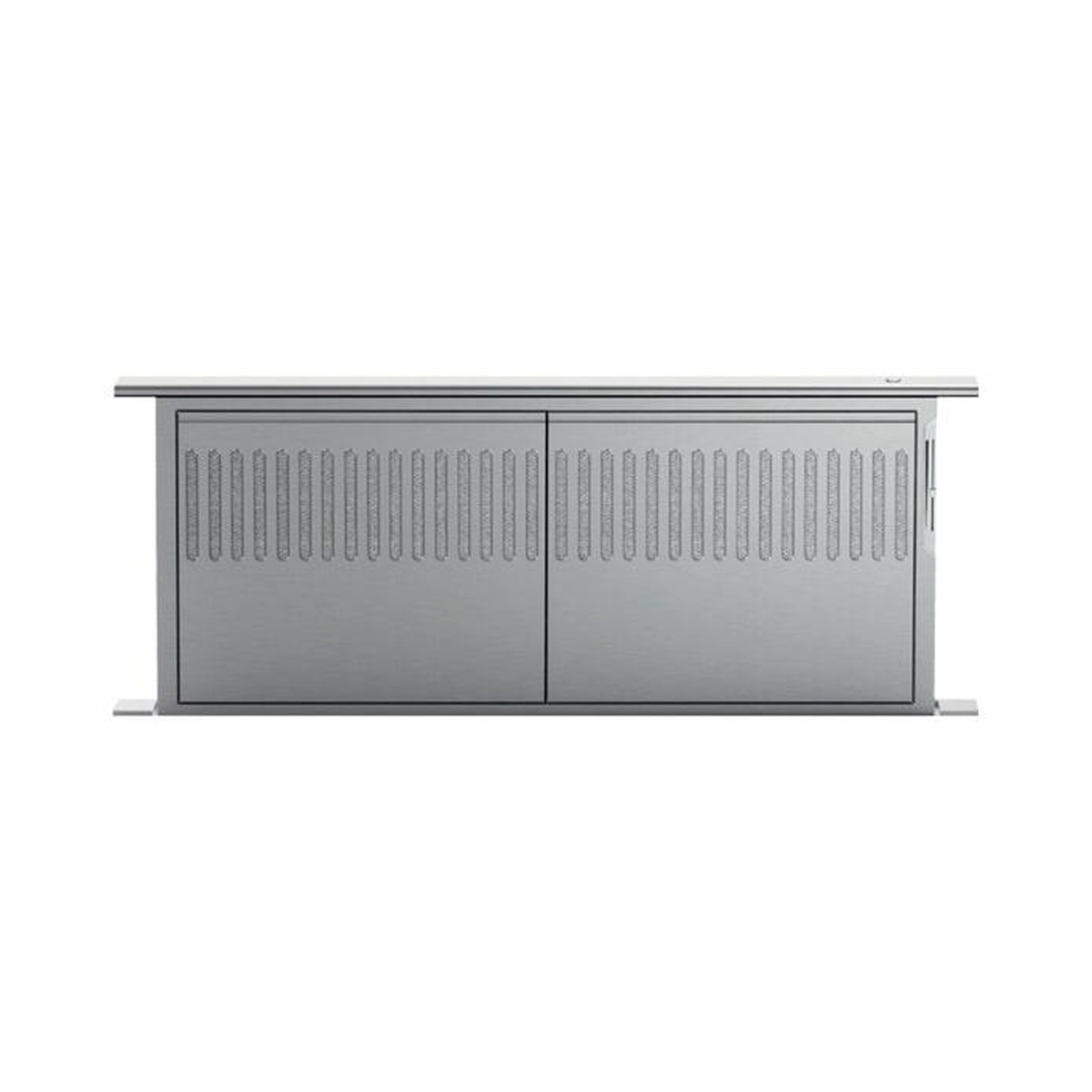 Front view of the Fisher & Paykel HD36 stainless steel downdraft vent with vent slots