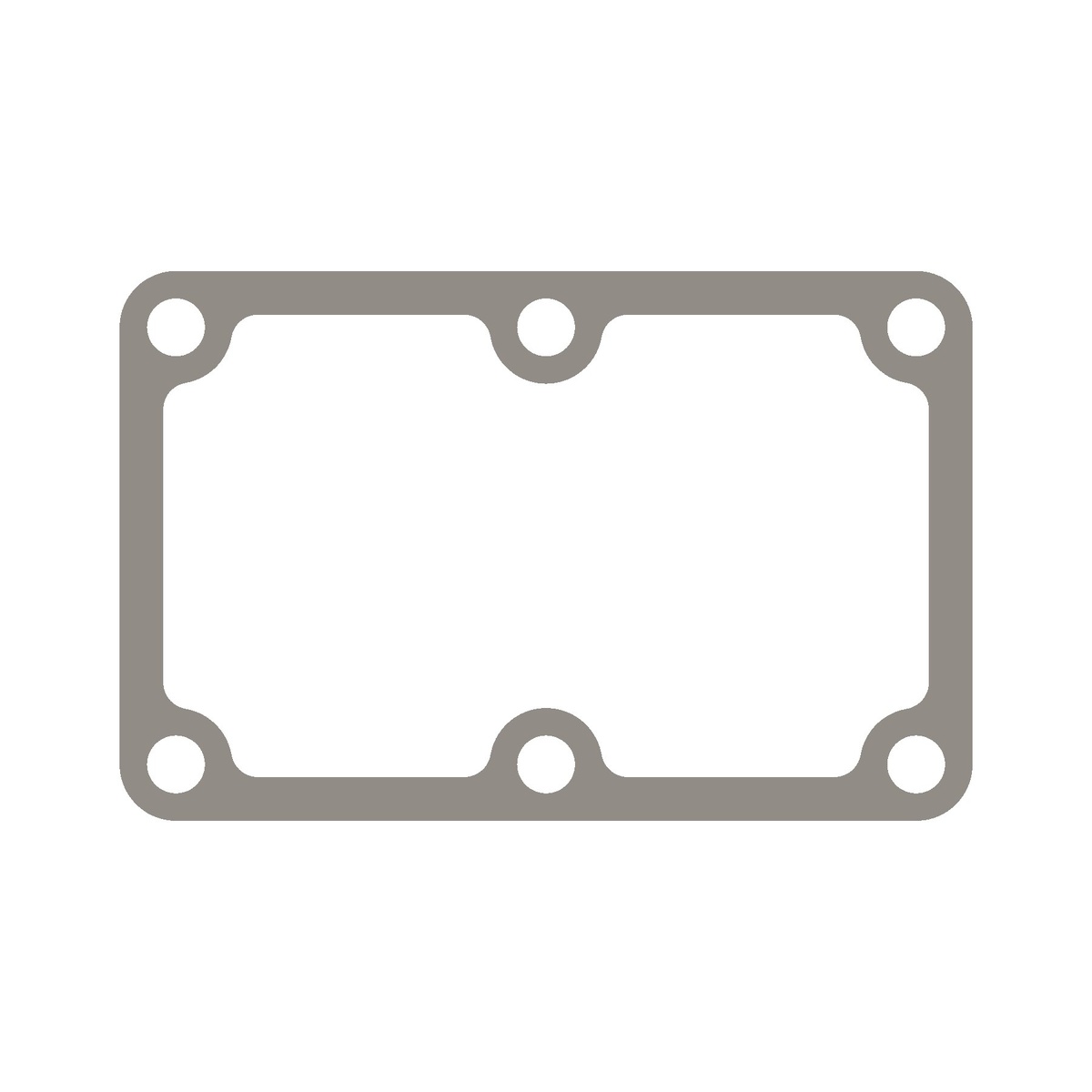 Rectangular accessory drive cover gasket outline with multiple bolt holes