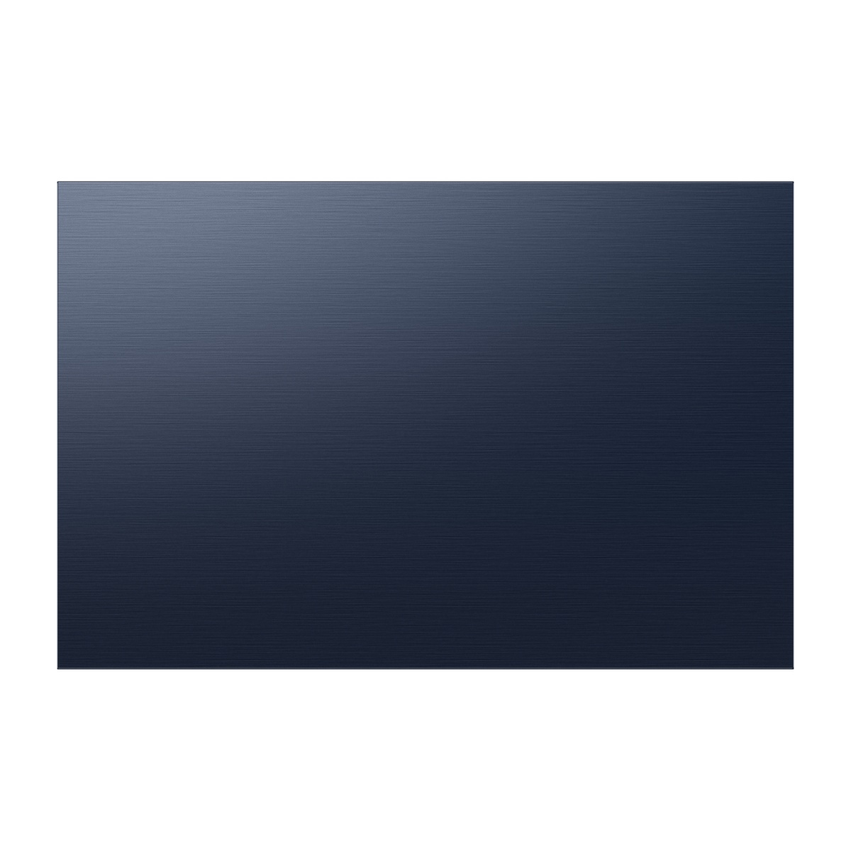 Navy steel refrigerator drawer front panel with a brushed metal texture
