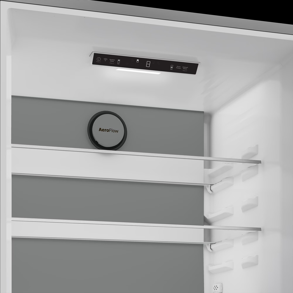 Interior top control panel and AeroFlow vent on back wall