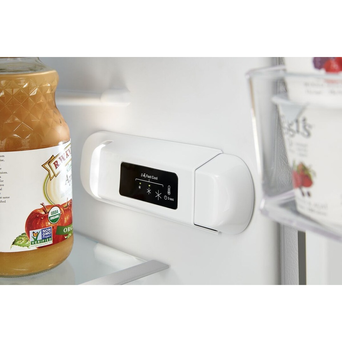 Close-up of interior temperature control panel with Fast Cool indicator