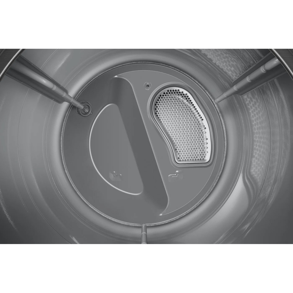 Inside view of the dryer drum and lint filter area