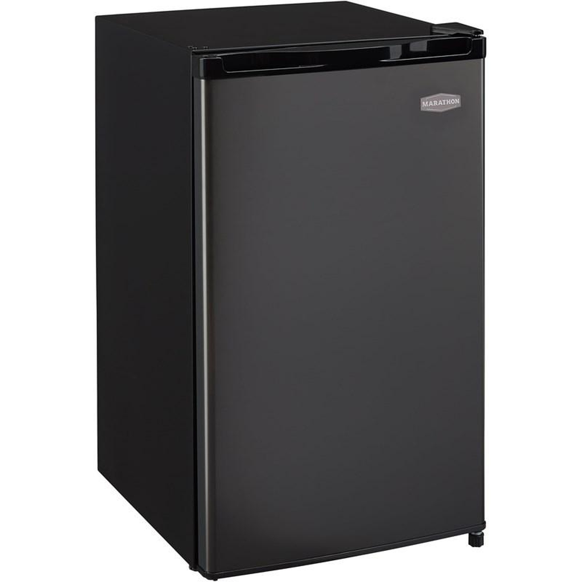 Angled view of a Marathon freestanding compact refrigerator