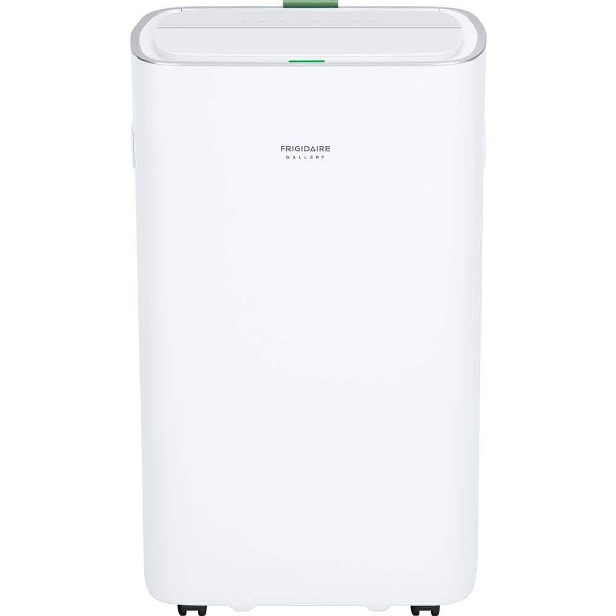 Front view of the white Frigidaire Gallery portable air conditioner with a clean panel design and Frigidaire Gallery logo.
