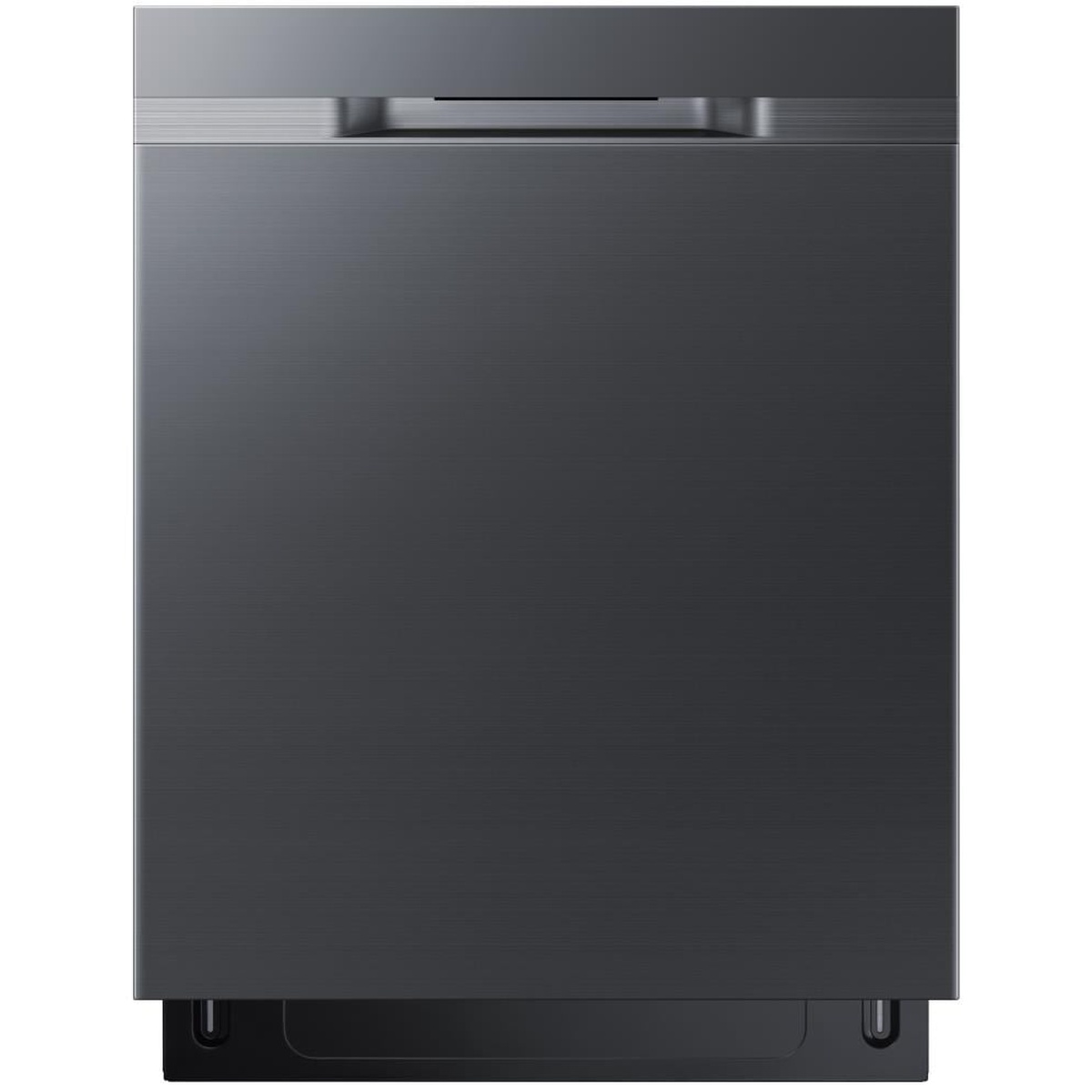 Front view of a Samsung built-in dishwasher in black stainless steel