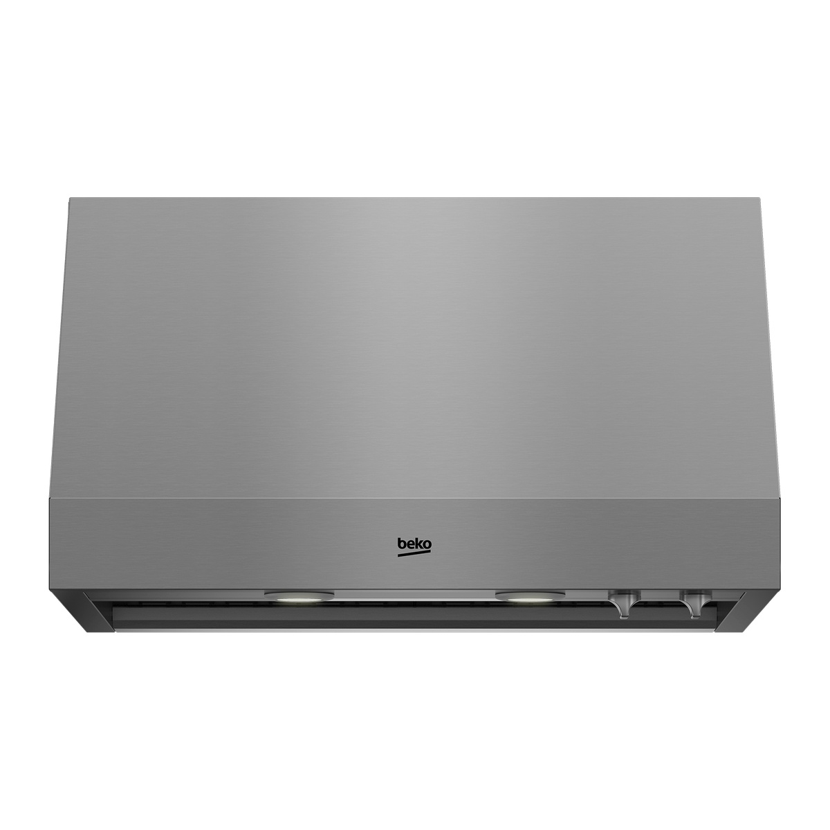 Front view of the Beko stainless steel wall-mount canopy range hood