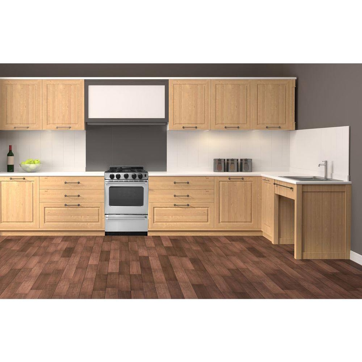 Premier 20-inch freestanding gas range shown installed in a kitchen
