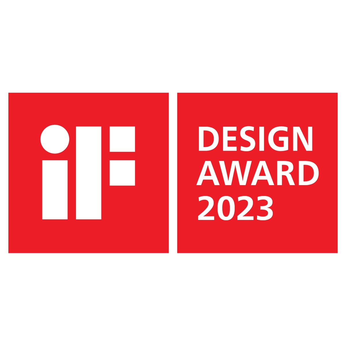 iF Design Award 2023 logo in red blocks