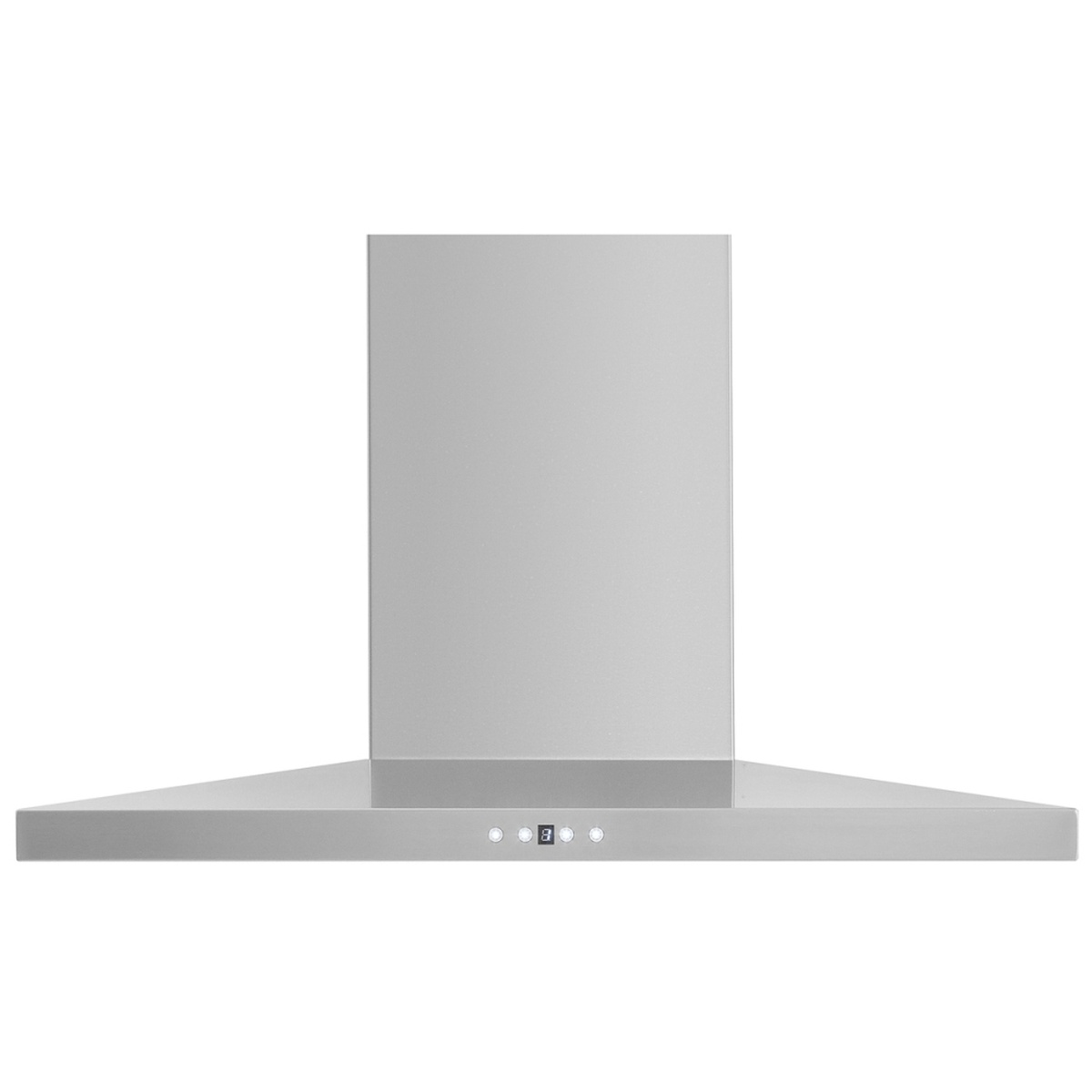 Front view of a 36 inch stainless steel wall-mounted chimney range hood