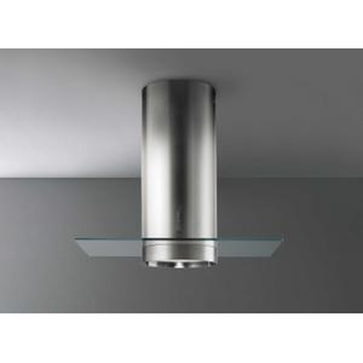 Stainless steel wall range hood shown mounted above a backsplash