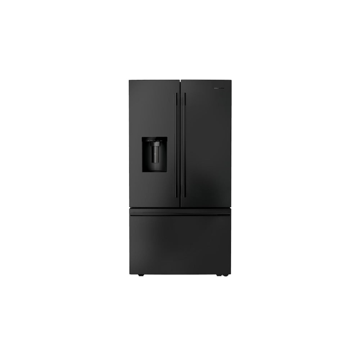 KitchenAid KRFF436SBE Black Ore French door refrigerator with exterior ice and water dispenser and bottom freezer drawer