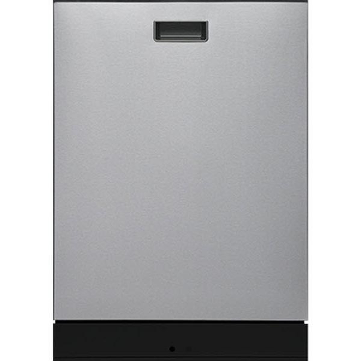 Porter & Charles DWVSS built-in dishwasher front view showing fingerprint resistant stainless steel door and integrated pocket handle at top