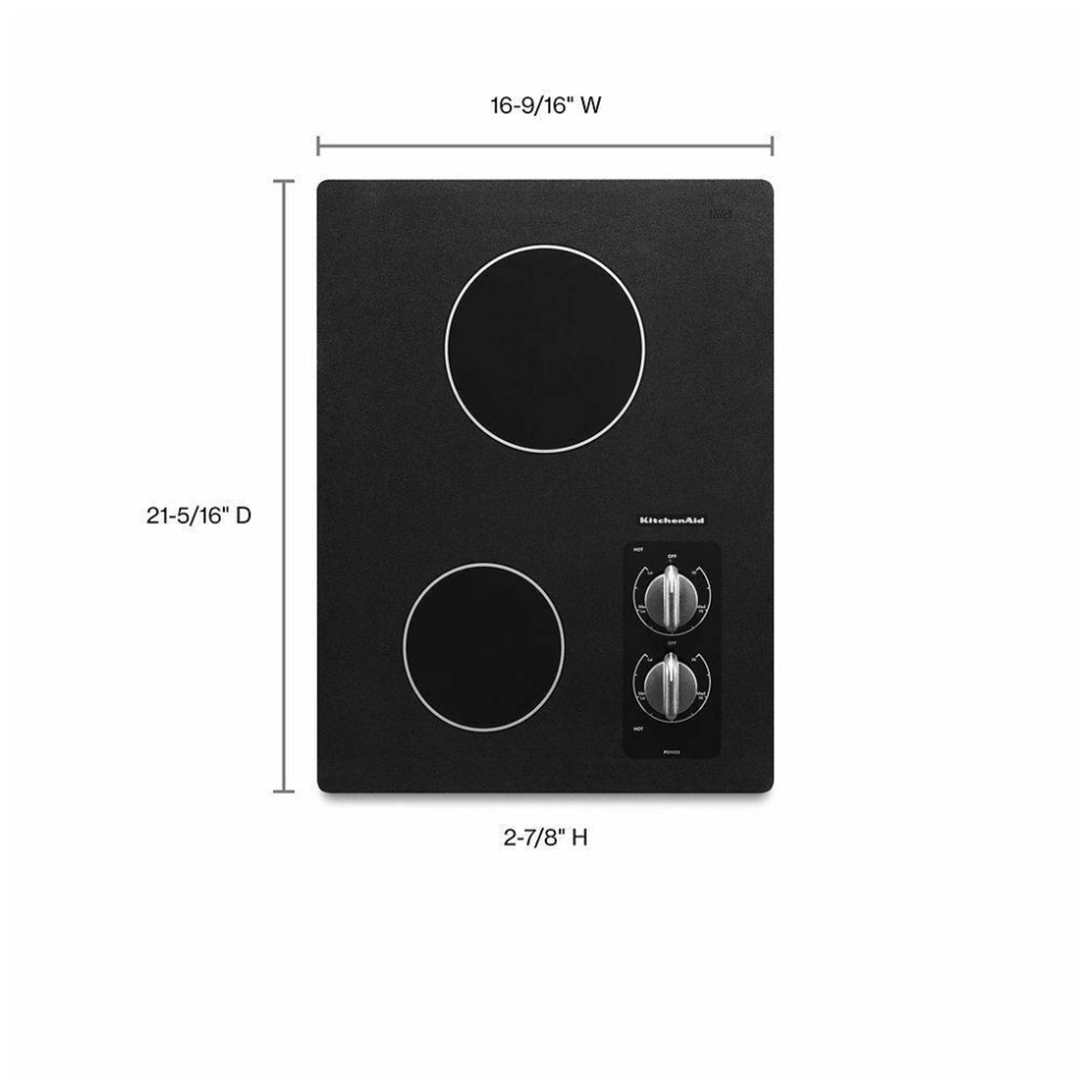 KitchenAid KECC056RBL dimension diagram showing 16-9/16