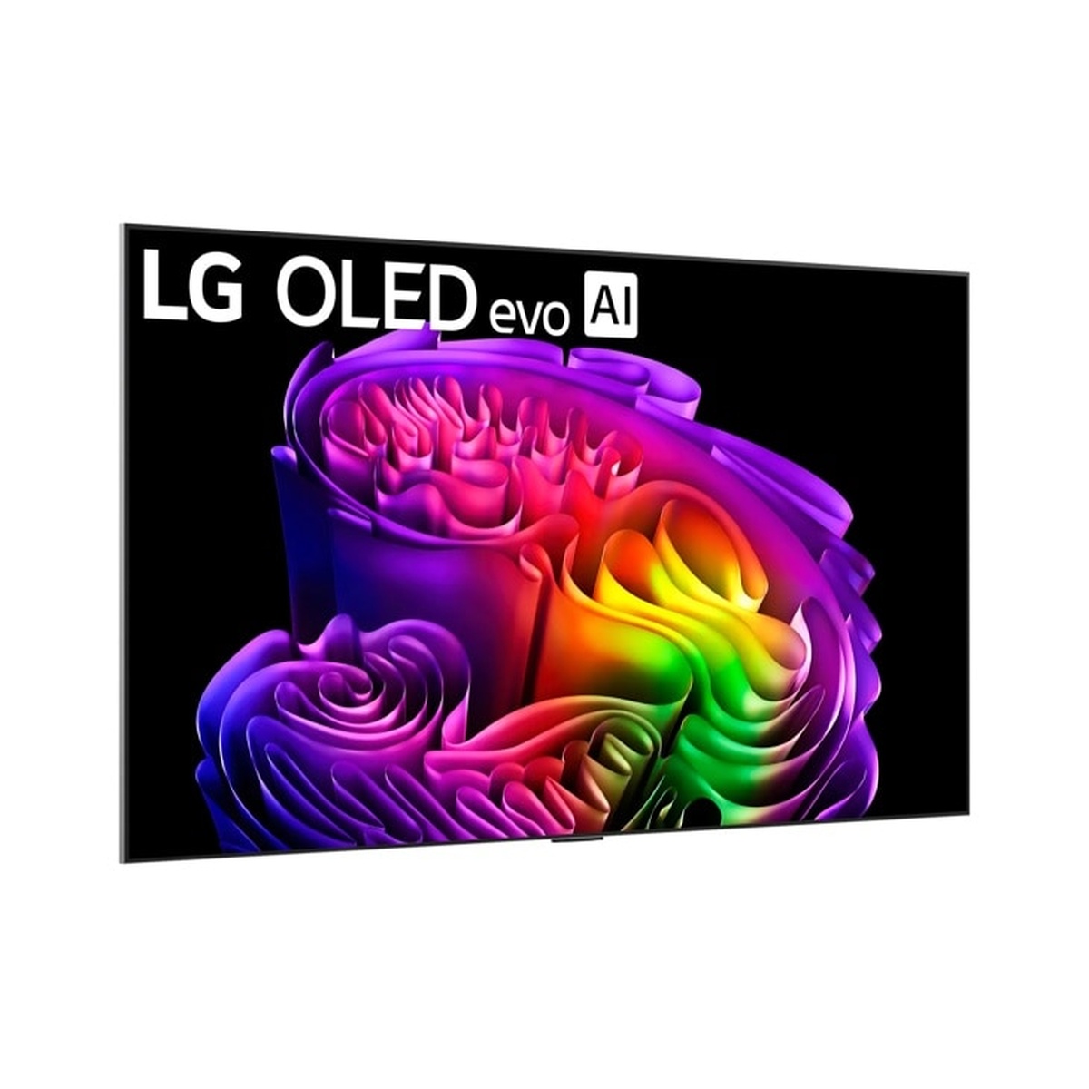 LG OLED65G6WUA shown at an angle displaying vivid colour and an ultra-thin profile