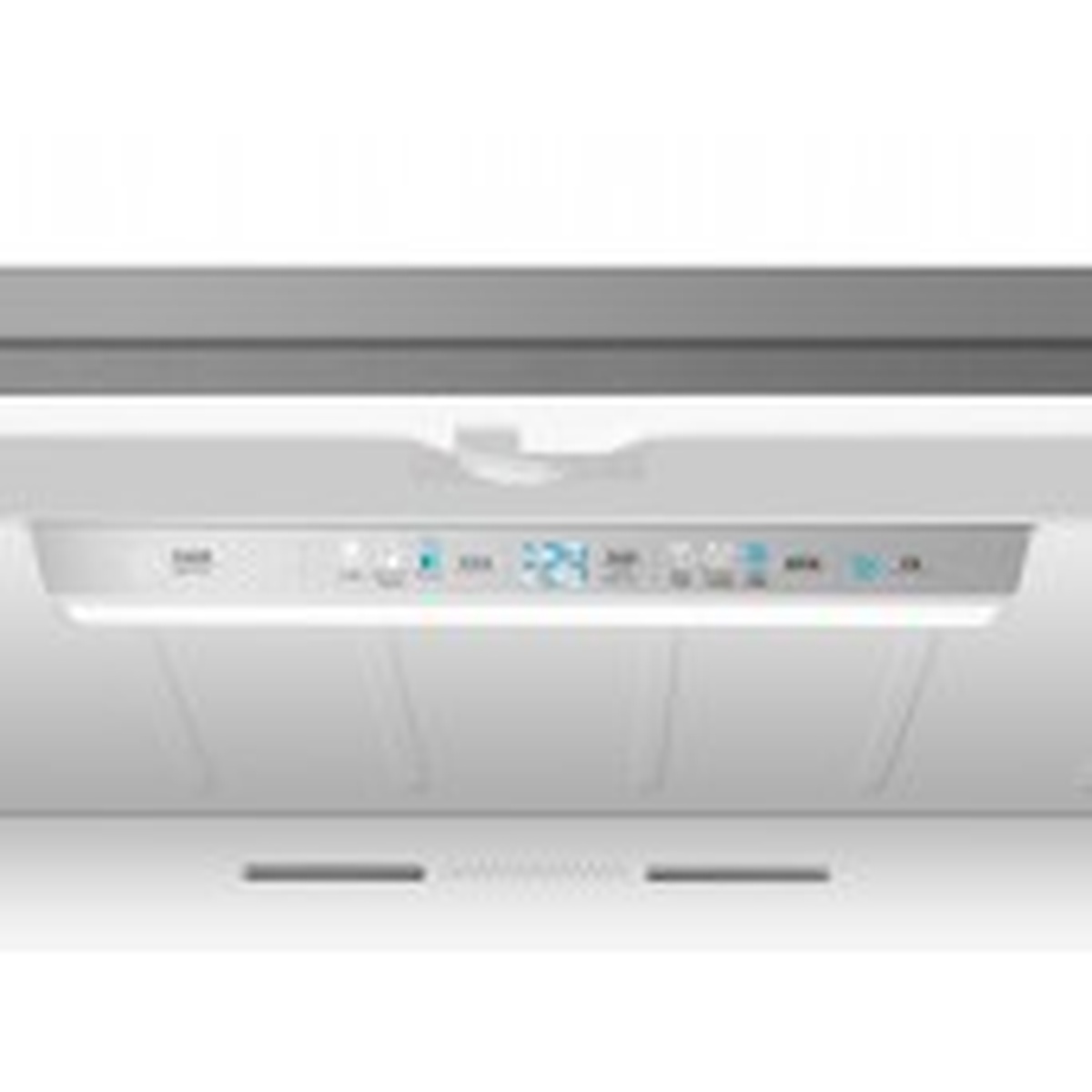 Top interior control panel inside the refrigerator with digital temperature controls and lighting