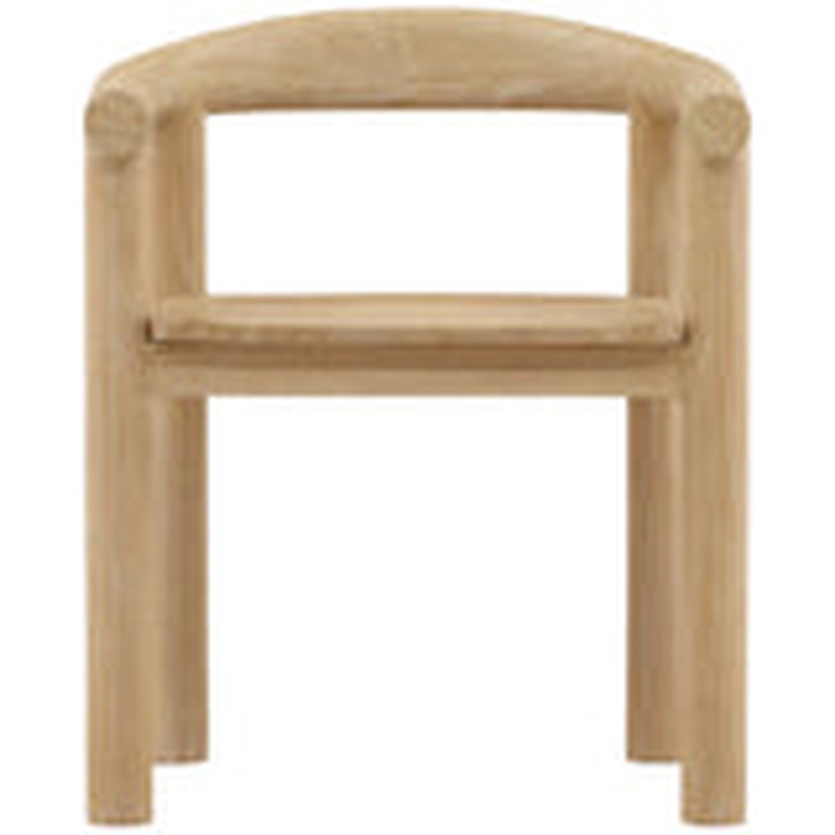 Front view of the Saskia Dining Chair in Light Natural showing the open slatted seat and rounded frame construction
