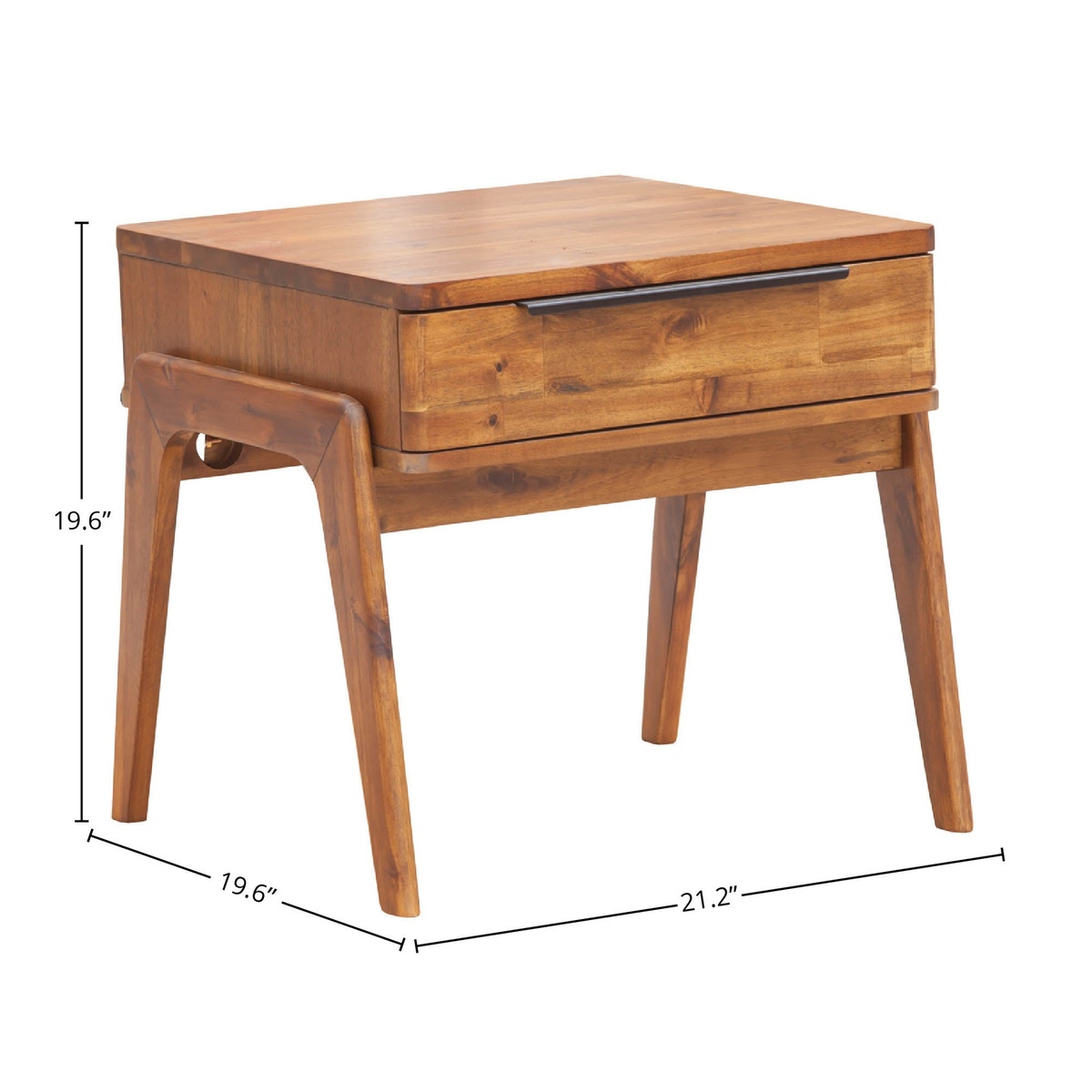 Remix Side Table REM033 with dimension callouts showing 21.2 inch width, 19.6 inch depth and 19.6 inch height