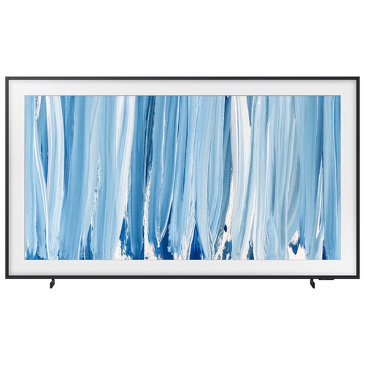 Front view of Samsung The Frame Pro TV with a thin black frame and artwork displayed on the screen