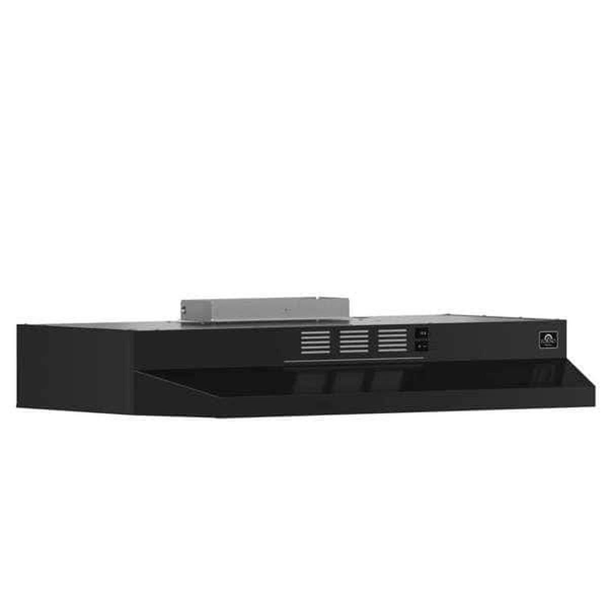 Forno Cappa FRHUC5200-30BLK angled top view highlighting sleek black finish and low-profile body