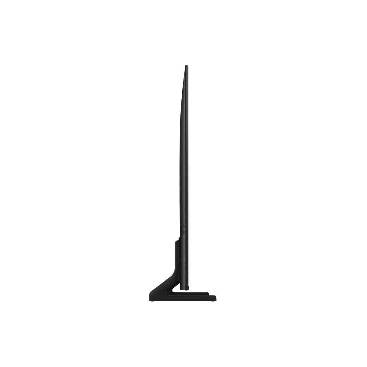 Samsung Q60C QLED TV side profile view showing ultra-slim panel thickness in Titanium Gray