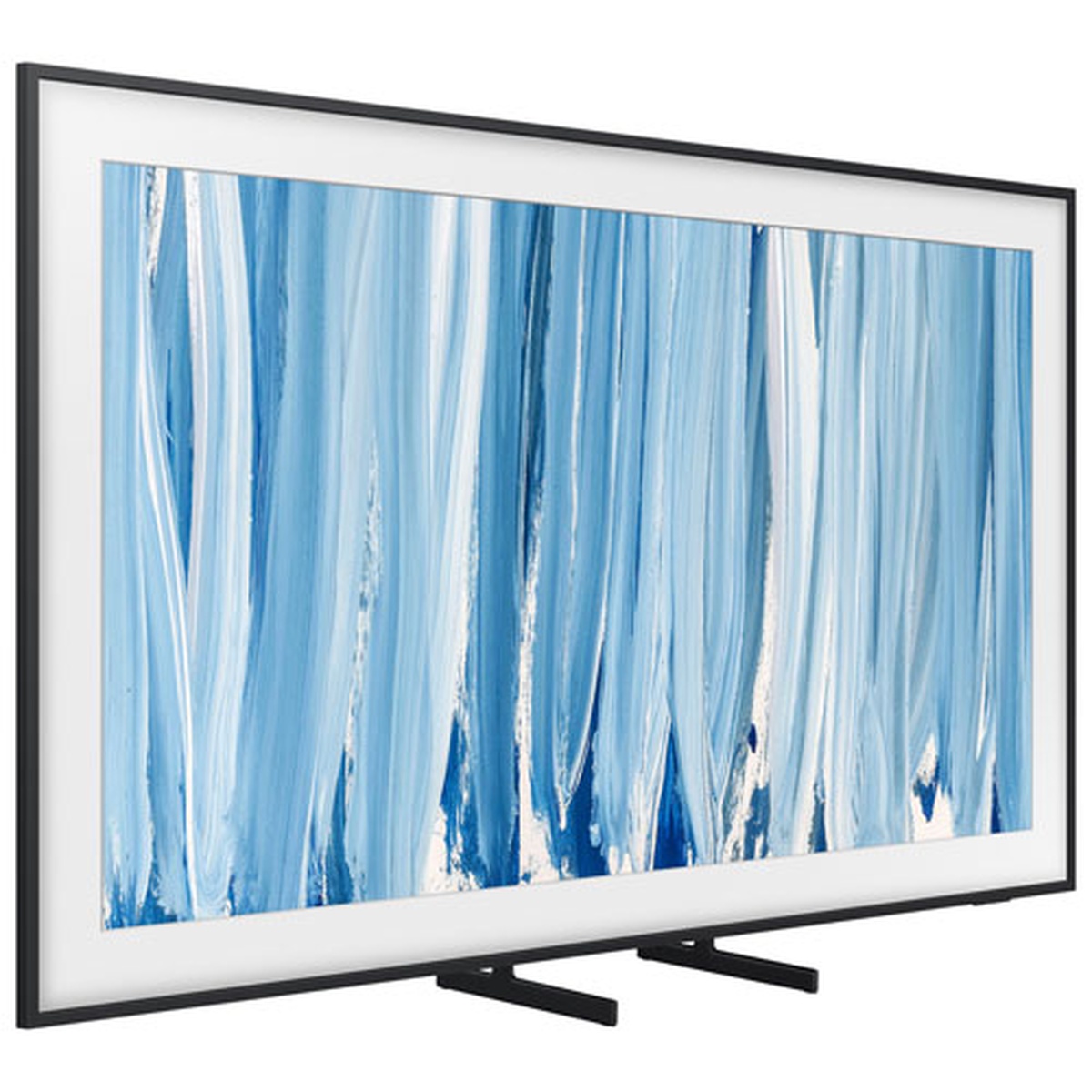 Samsung The Frame Pro 65 angled view from the opposite side showing the slim profile and modern black frame design