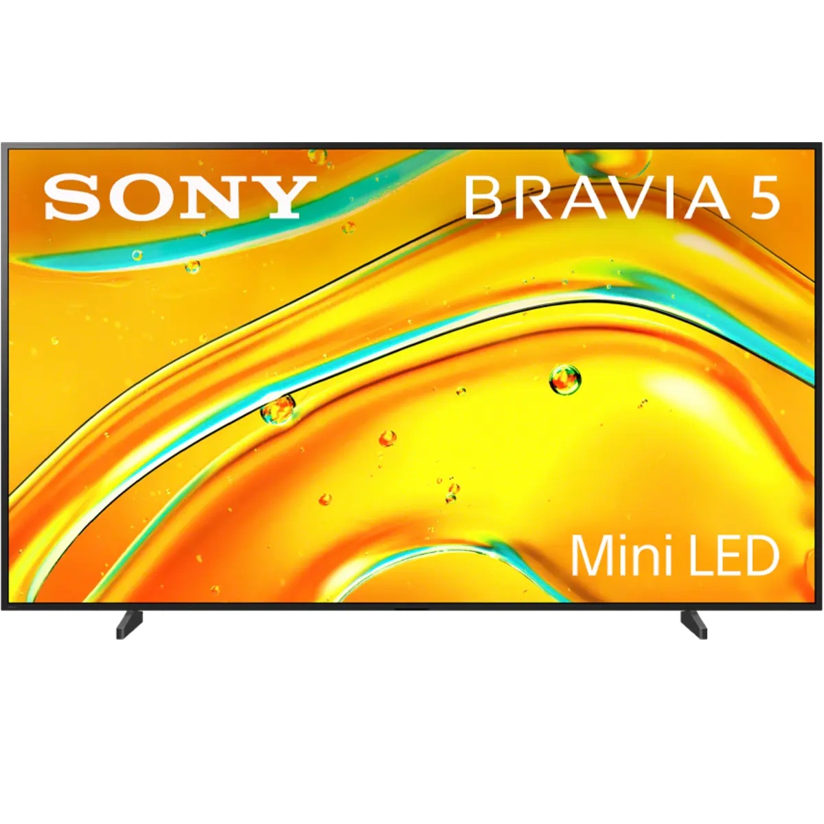 Front view of Sony BRAVIA 5 Mini LED television displaying a bright abstract image