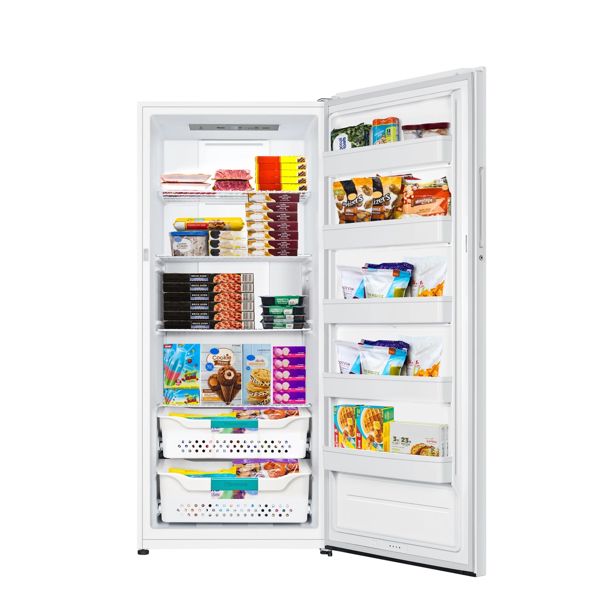 Close-up of the Hisense electronic temperature control panel inside the freezer
