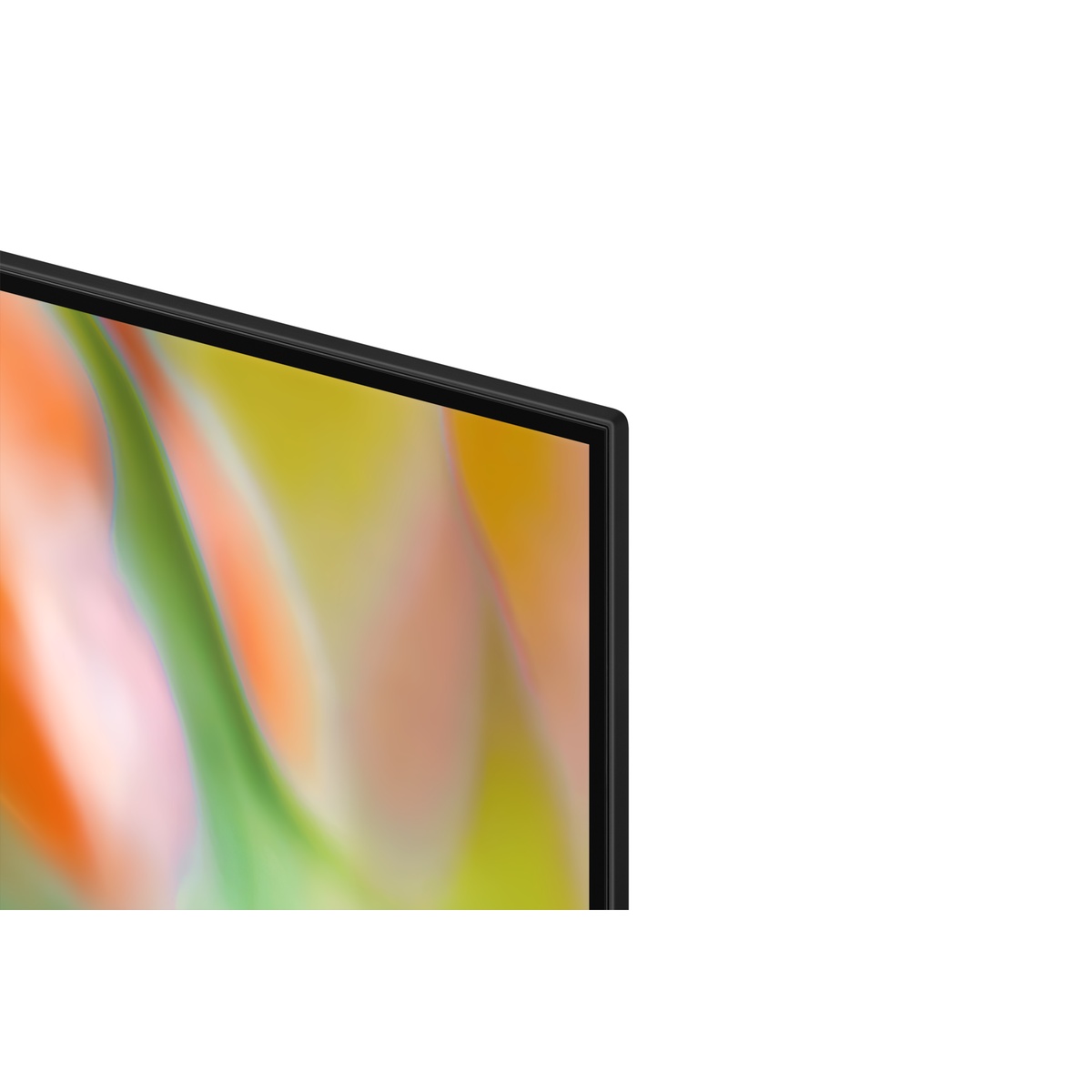 Close-up of the TV corner showing a thin bezel and slim edge design