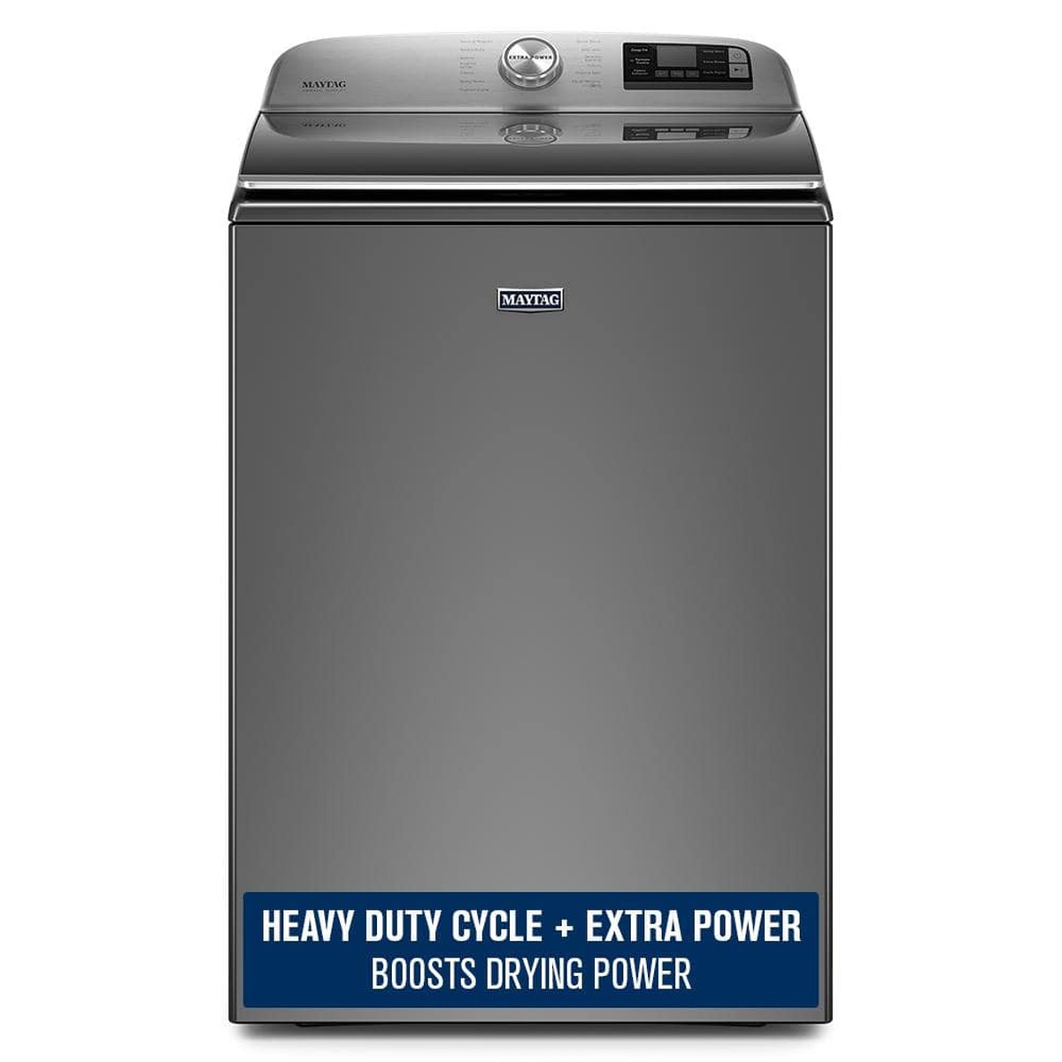Maytag metallic slate top-load washing machine front view