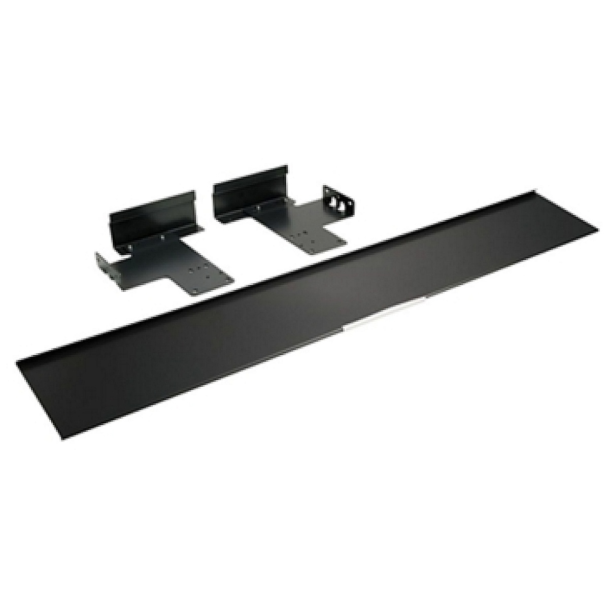 Black refrigerator door panel piece with mounting brackets for installation